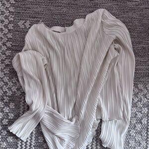LOFT White Pleated Blouse